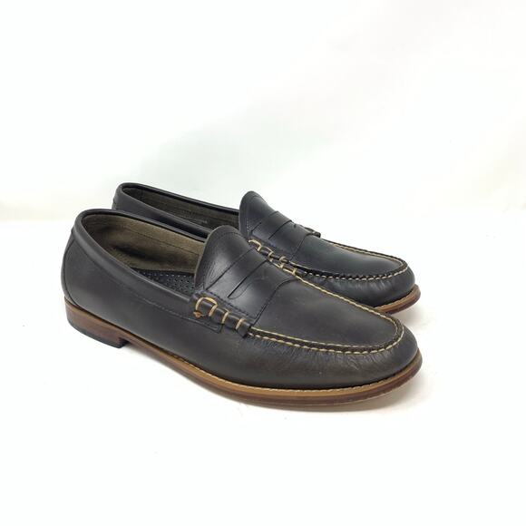 GH Bass Weejuns Larson Dark Brown Leather Moc Toe Penny Loafer Men’s Size 12 D - Picture 1 of 8
